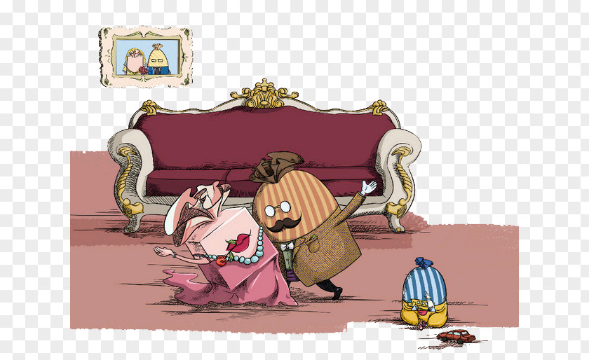Family Couch Illustration PNG