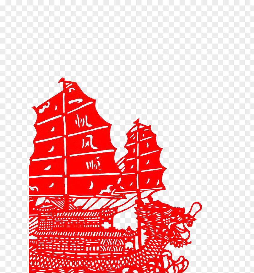 Smooth Sailing Chinese Paper Cutting Papercutting Dragon Boat Festival Pattern PNG