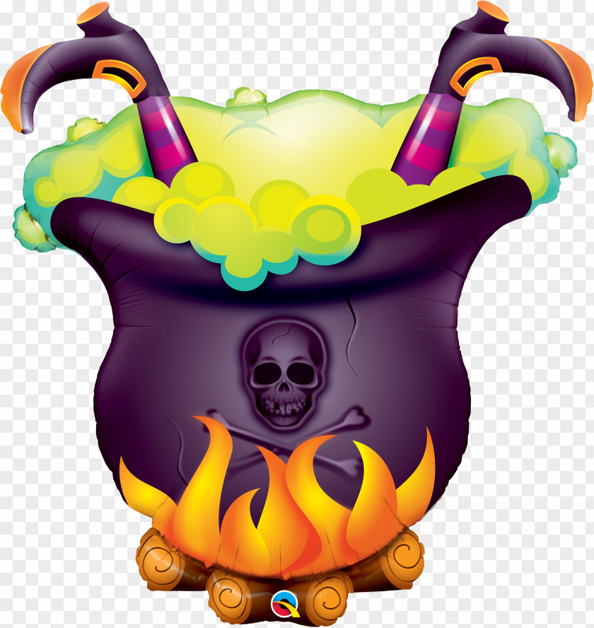 Teapot Cauldron Halloween Cartoon Background PNG