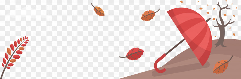 Red Umbrella In Autumn Banner Download PNG