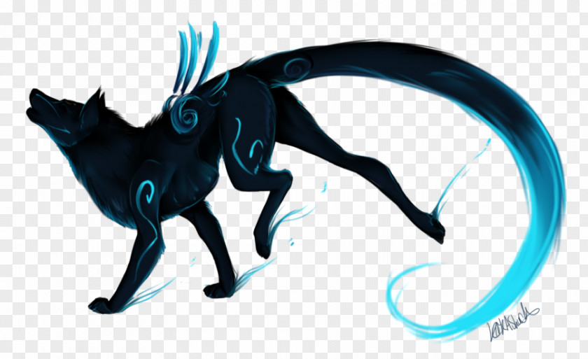 Magical Elements Dog Air Drawing Black Wolf PNG