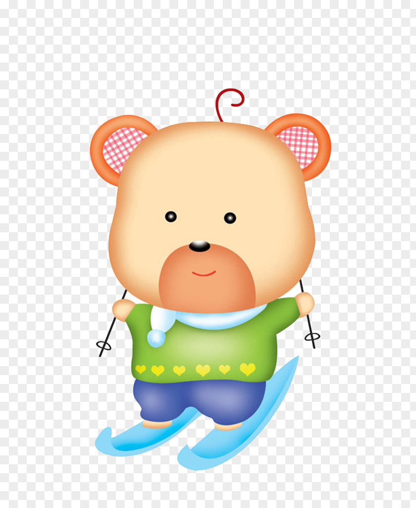 Sports Bear Skiing Illustration PNG