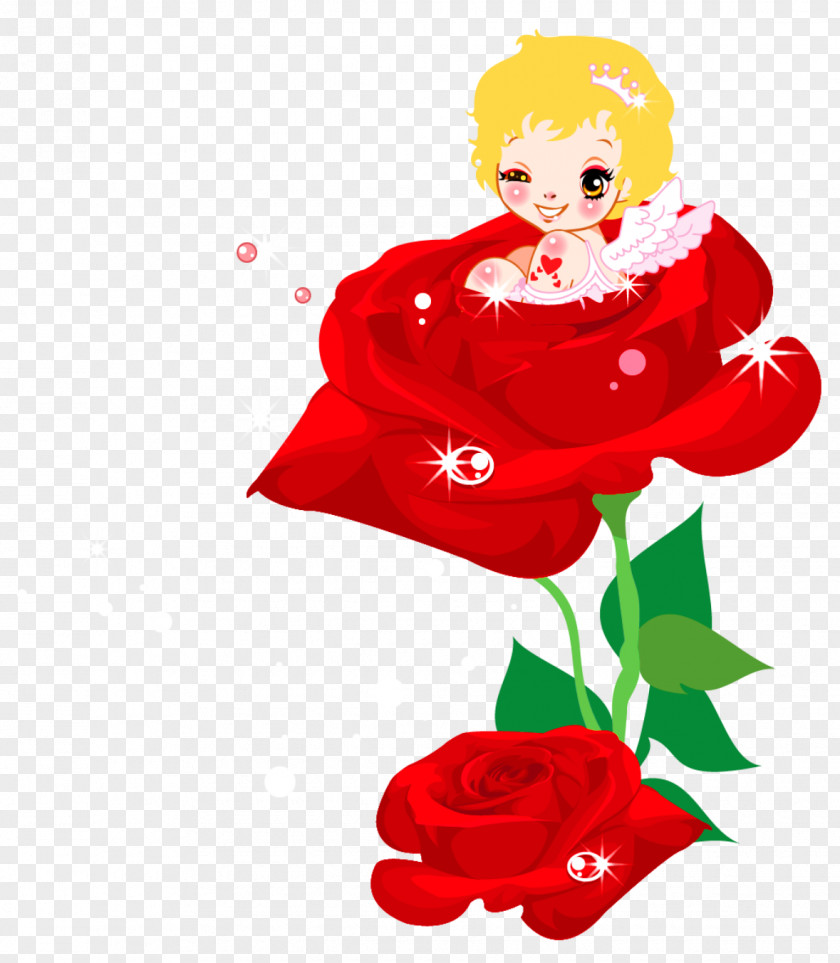 Valentines Cute Cupid And Rose PNG Clipart Picture Valentine's Day Heart Clip Art PNG