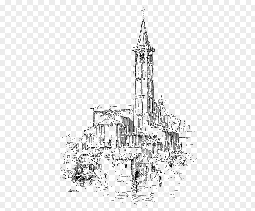 Church Drawing Notre-Dame De Paris Cathedral Sketch PNG