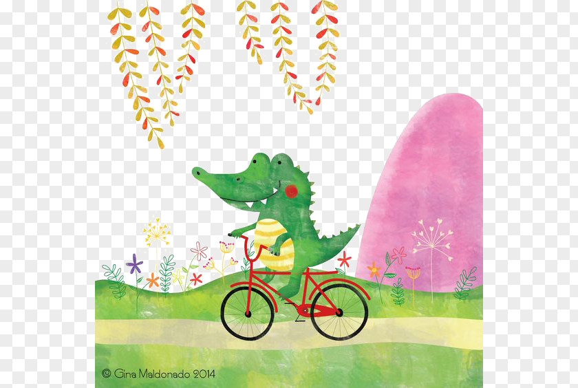 Crocodile Cycling Alligator Cartoon Illustration PNG
