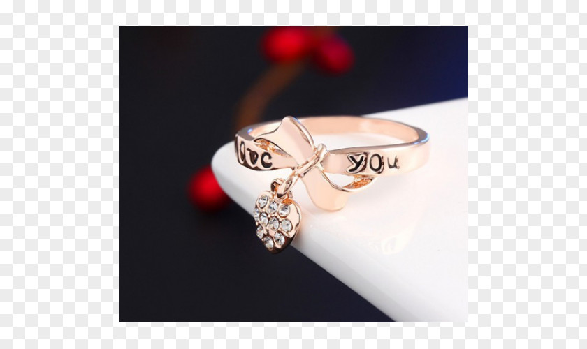 Love Bow Letter Heart Image Ring PNG