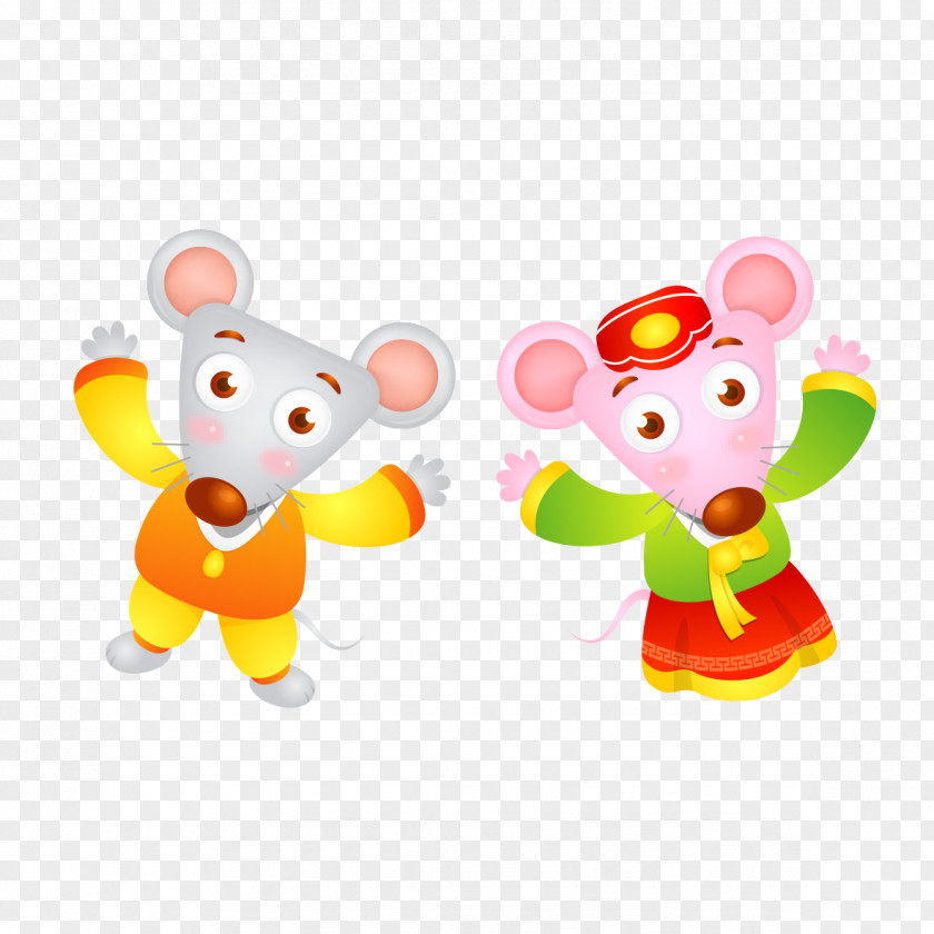 Mouse Couple Chinese Zodiac Rat Illustration PNG
