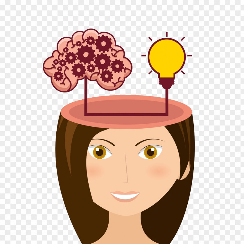 Cartoon Beauty Brain Thinking Image Cerebrum Icon PNG