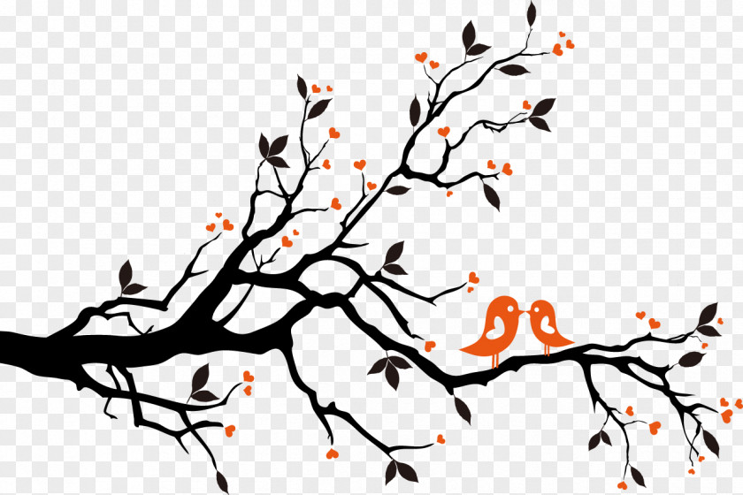 Bird On Branch Lovebird Clip Art PNG