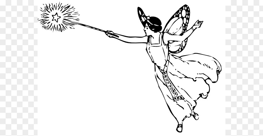 Fairy Outline Cliparts Wand Drawing Clip Art PNG