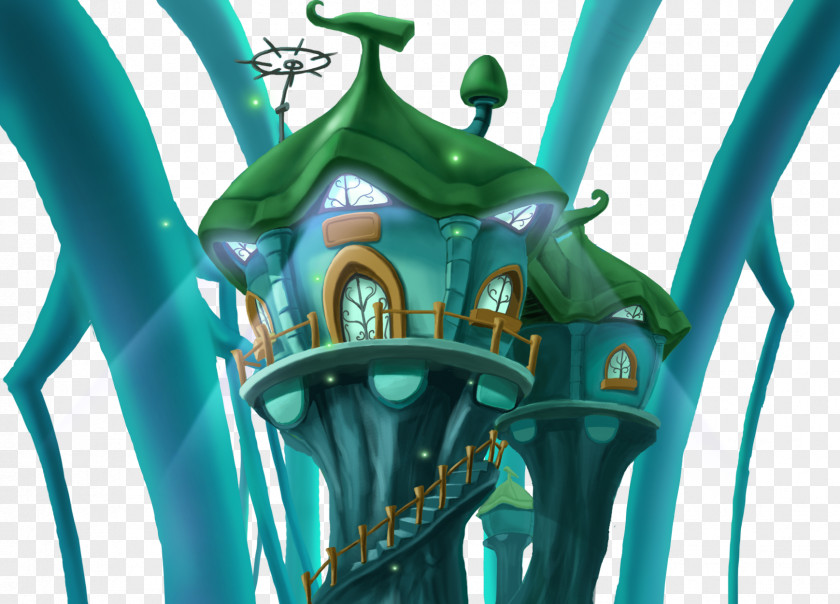 Mysterious Blue House Illustration Free Creative Computer Graphics PNG