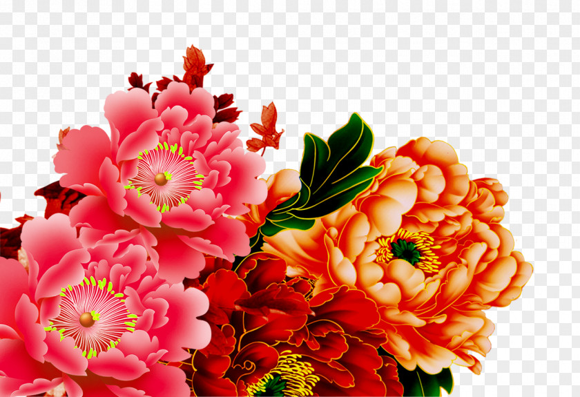 Peony Painting Floral Design Poster Podium PNG