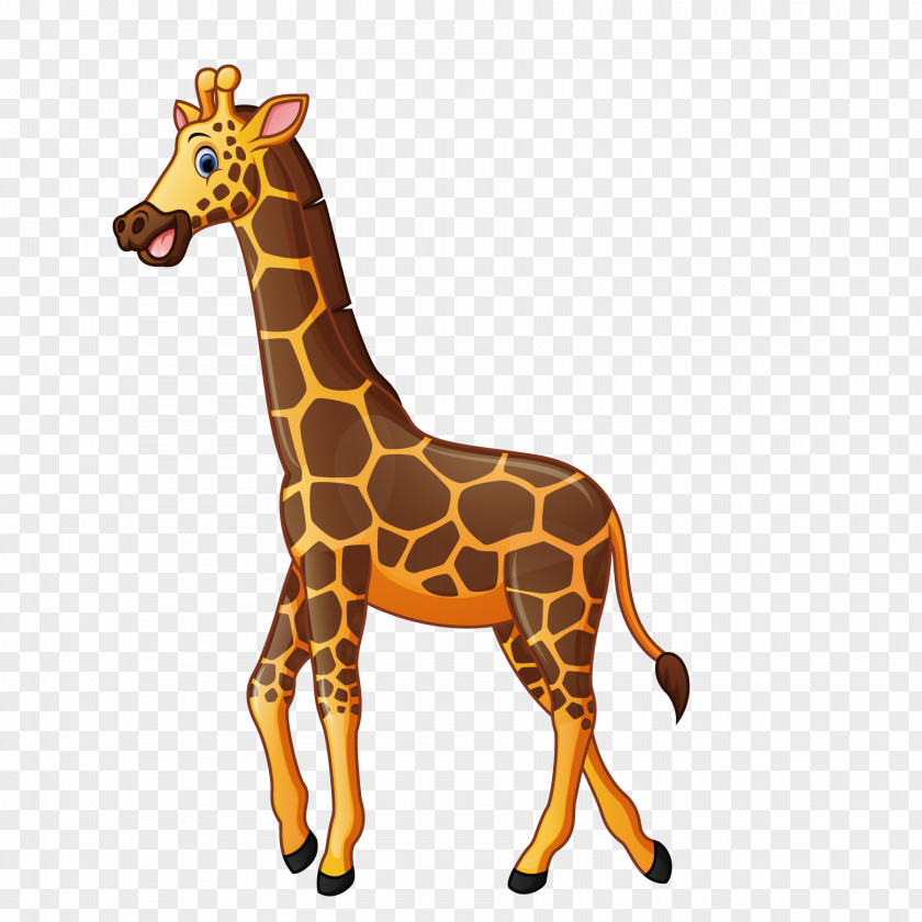 Zoo Giraffe Cartoon Illustration PNG
