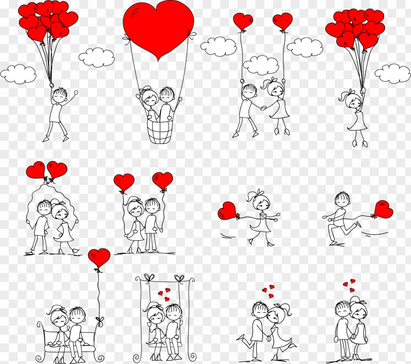 Couple Holding Caring Drawing Romance Love Stick Figure PNG