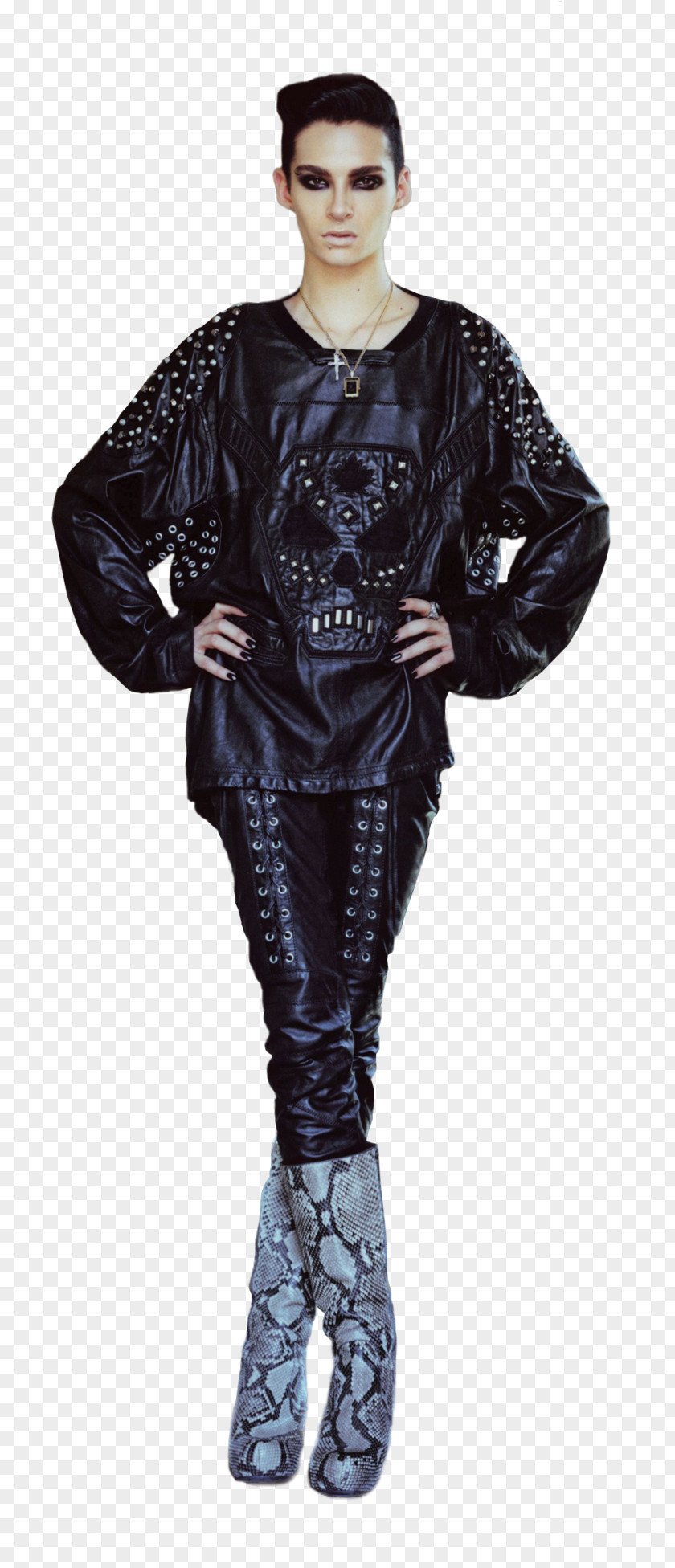 Like I Can Love Bill Kaulitz Leather Jacket Fashion Model PNG