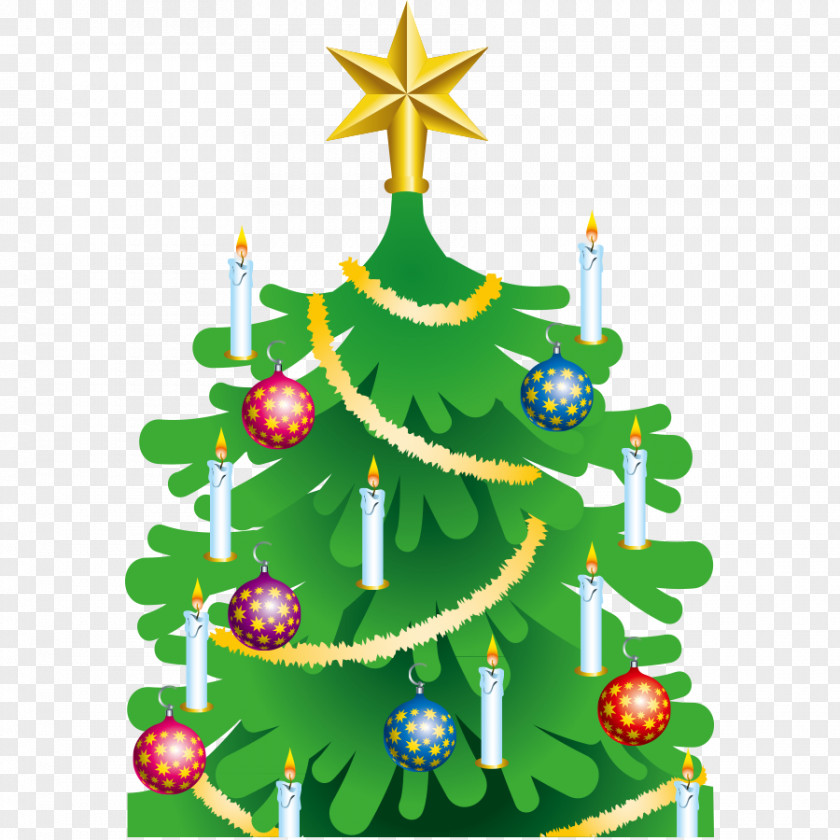 Gorgeously Dressed Christmas Tree Candle Ornament Clip Art PNG