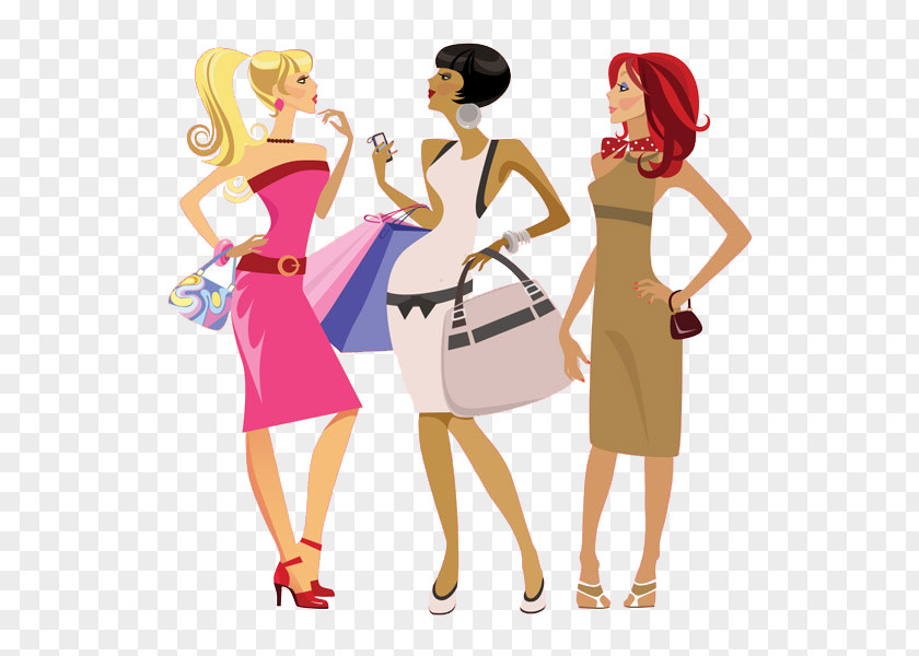 Woman Shopping Fashion Cartoon Illustration PNG