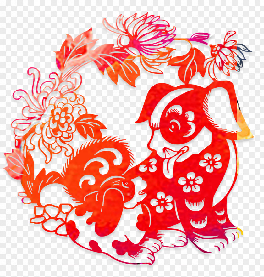 Doggy Paper Cut Patterns Chinese Zodiac New Year Dog Lichun Lunar PNG