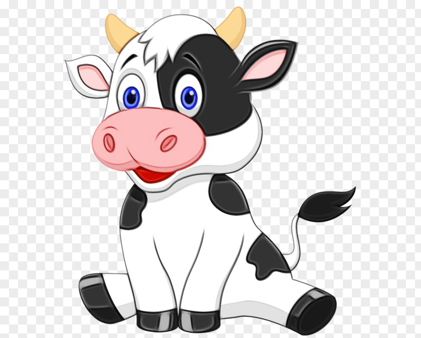 Animation Bovine Watercolor Drawing PNG