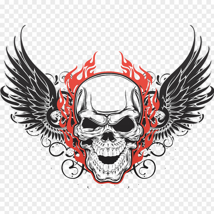Flying Skulls Human Skull Symbolism Wing Tattoo Art PNG
