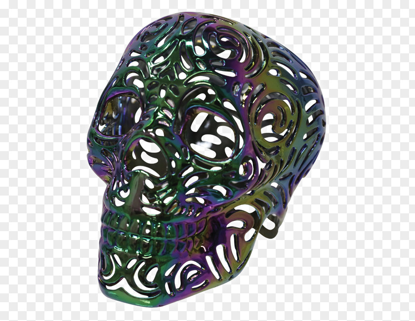 Oil Slick Skull Purple PNG