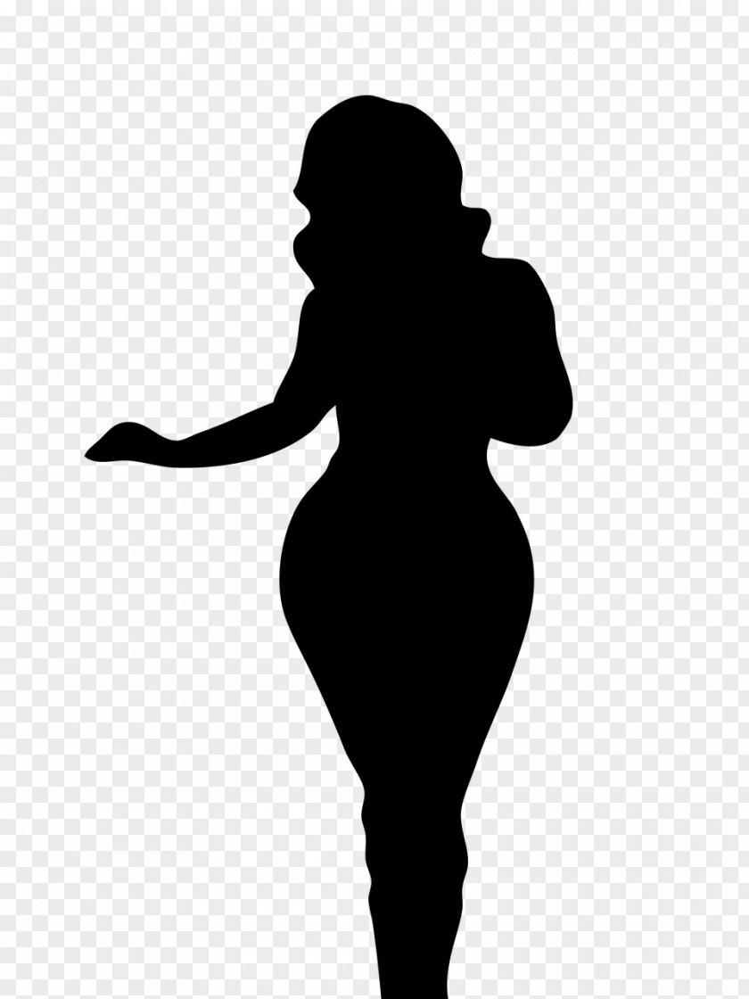 Blackandwhite Standing Woman Cartoon PNG