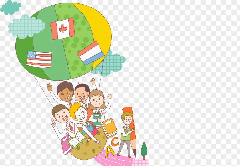 Colored Parachute Balloon Illustration PNG