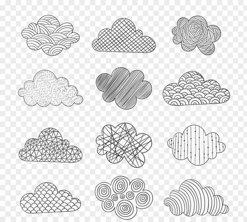 Hand-painted Pattern Clouds Paper Doodle Cloud Drawing Euclidean Vector PNG