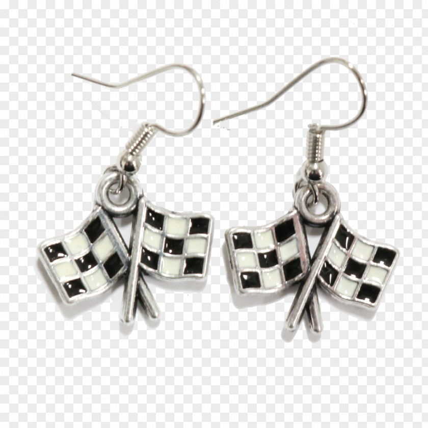Checkered Flag Numbers Earring Jewellery Clothing Accessories Silver PNG