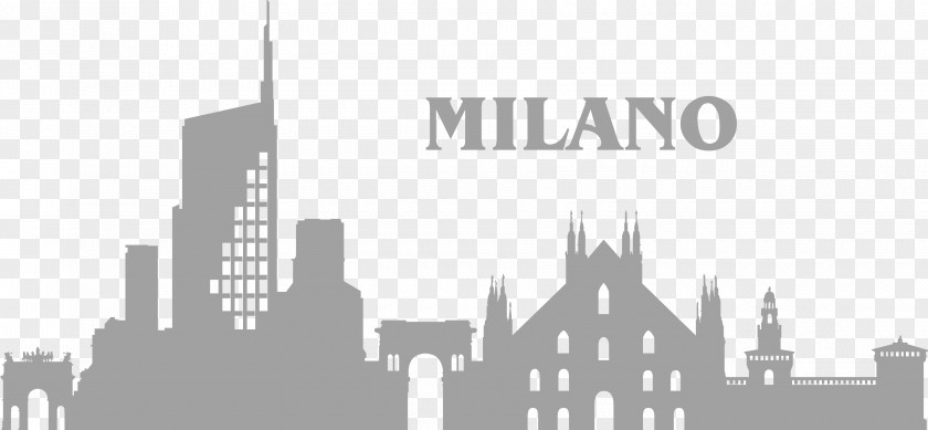 Cityscape Wall Art Milan Decal Skyline Photography Silhouette PNG
