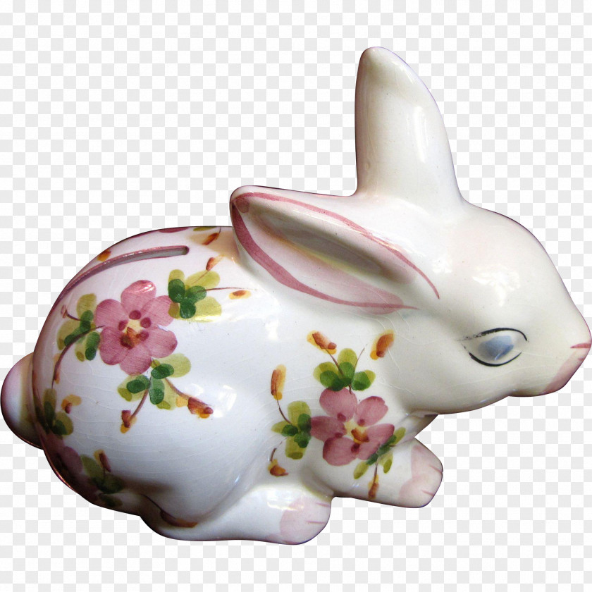 Hand-painted Rabbit Piggy Bank BMO Harris Porcelain Saucer PNG