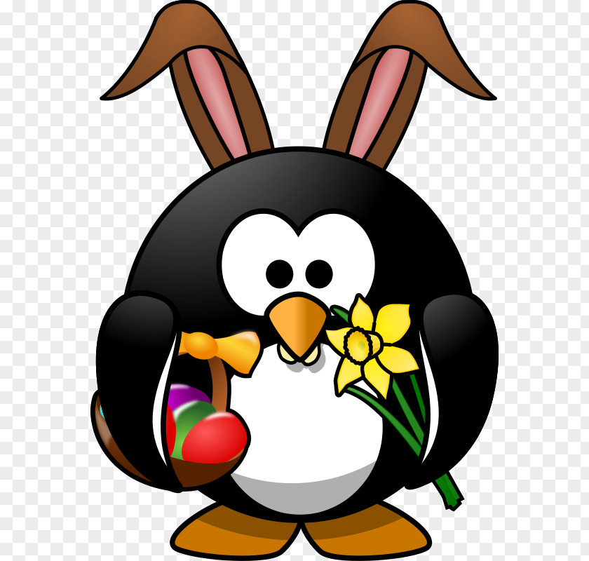 Penguin Easter Bunny Gift Clip Art PNG