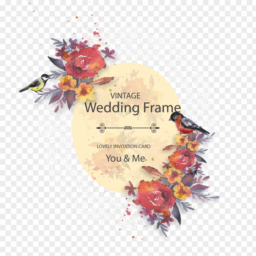Vintage Watercolor Flowers Wedding Invitation Poster Flower PNG