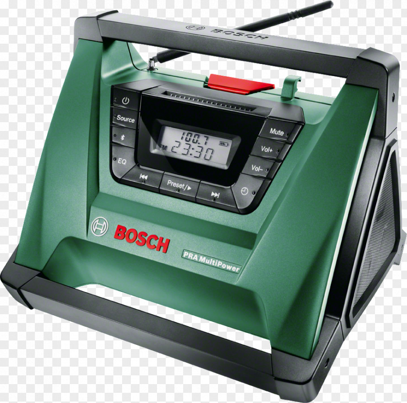 Radio Bosch PRA MultiPower Portable Black,Green,Stainless Steel FM Broadcasting Cordless PNG