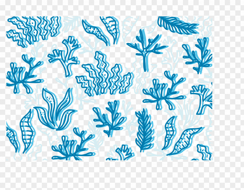 Seamless Background Of Blue Sea Bottom Seaweed PNG