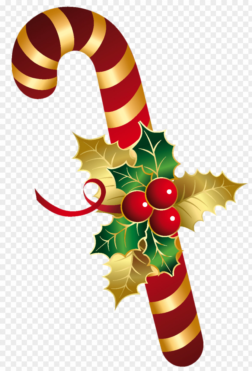 Golden And Red Christmas Candy Cane Clipart Santa Claus Clip Art PNG