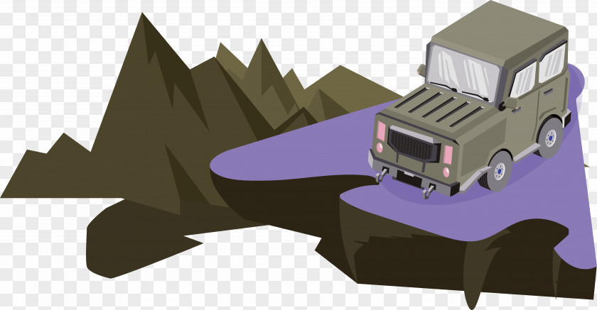 Vector Car In The Edge Of Cliff Jeep Euclidean Illustration PNG