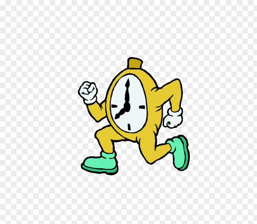 Cartoon Alarm Clock Time Running Noon Hourglass Clip Art PNG
