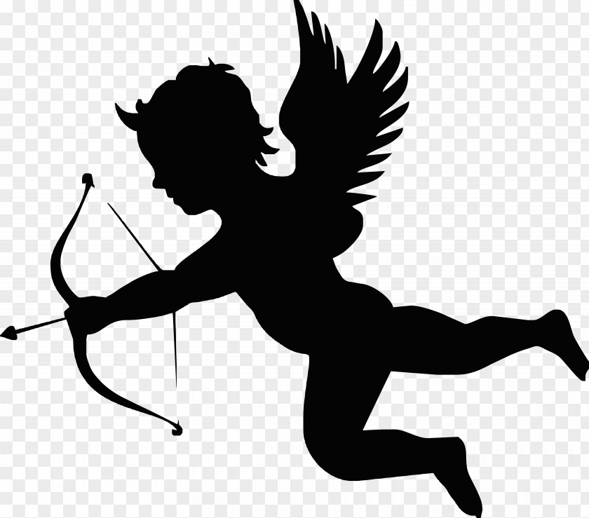 Cupid Silhouette Arrow Love Illustration PNG