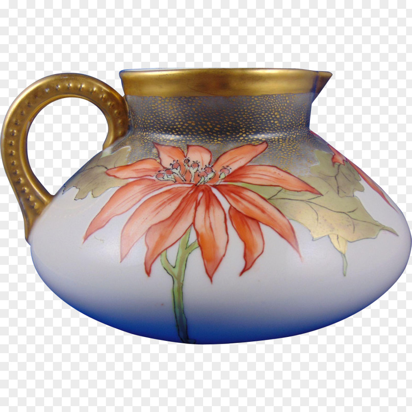 Vase Poinsettia Jug Pitcher Ceramic PNG