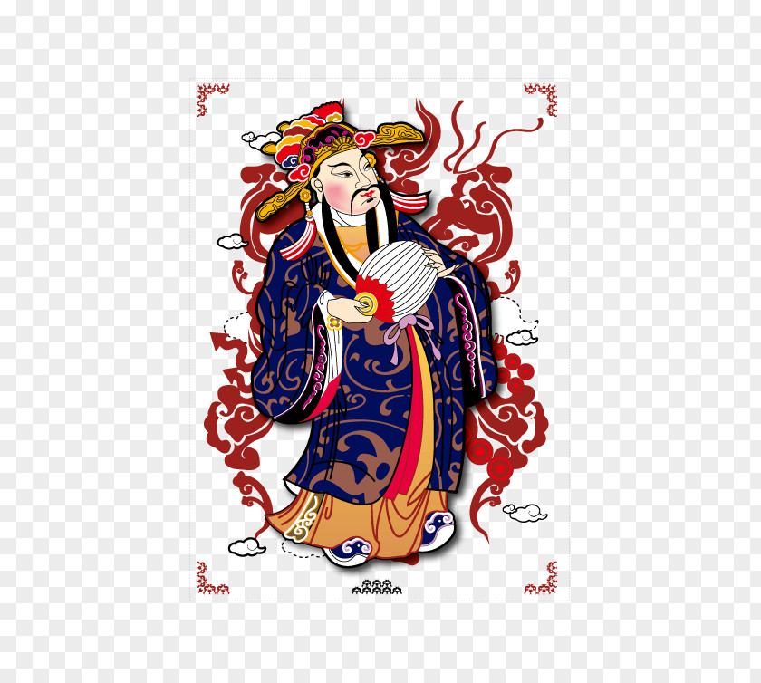Traditional God Of Wealth Caishen Chinese New Year Picture PNG