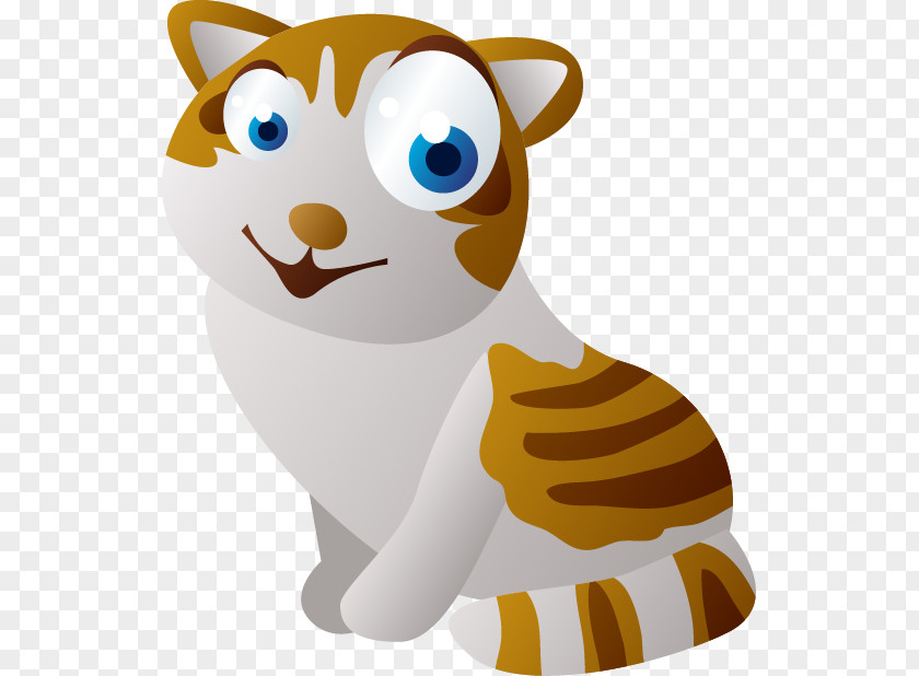 Big Eyes Yellow Striped Kitten Cat Cartoon Sticker Animation PNG