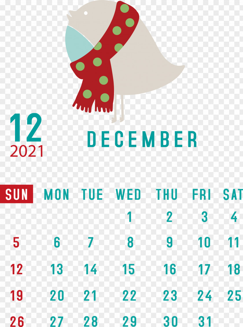 December 2021 Printable Calendar PNG