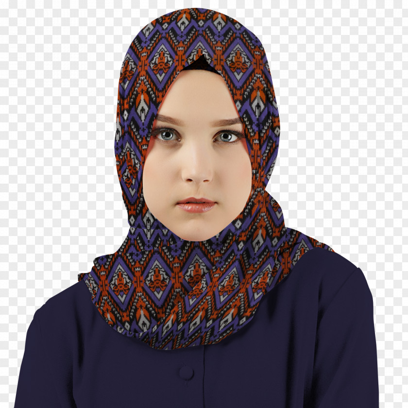 Hijab Scarf Neck Graduation Ceremony Cobalt Blue Woolen PNG