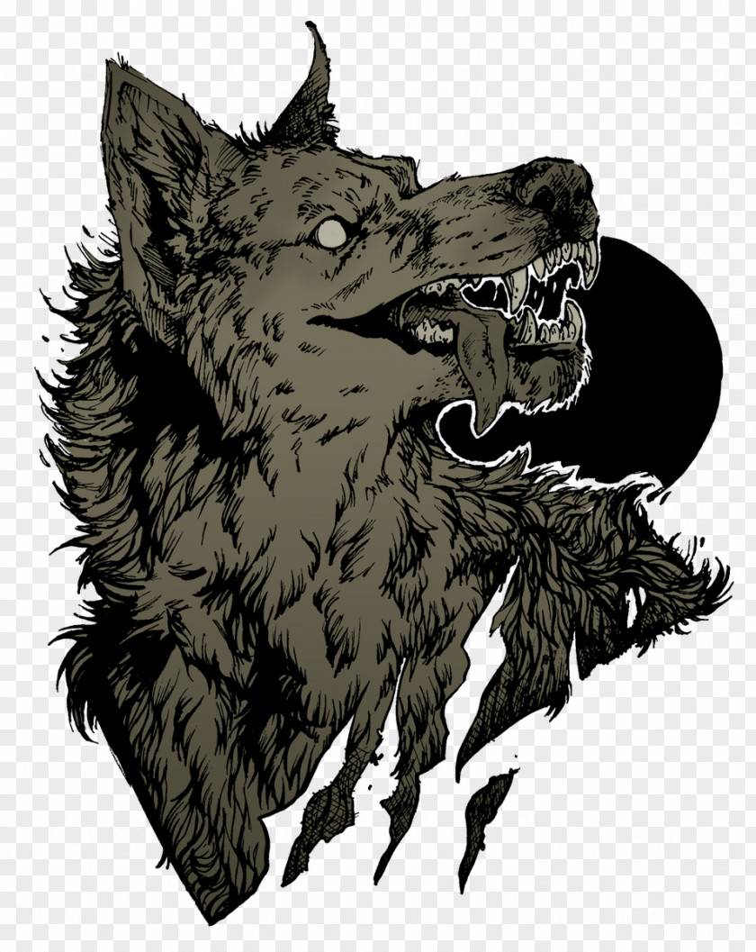 Wolf Werewolf Drawing Full Moon Sticker PNG