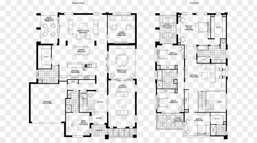 Double Storey Building House Plan Floor PNG