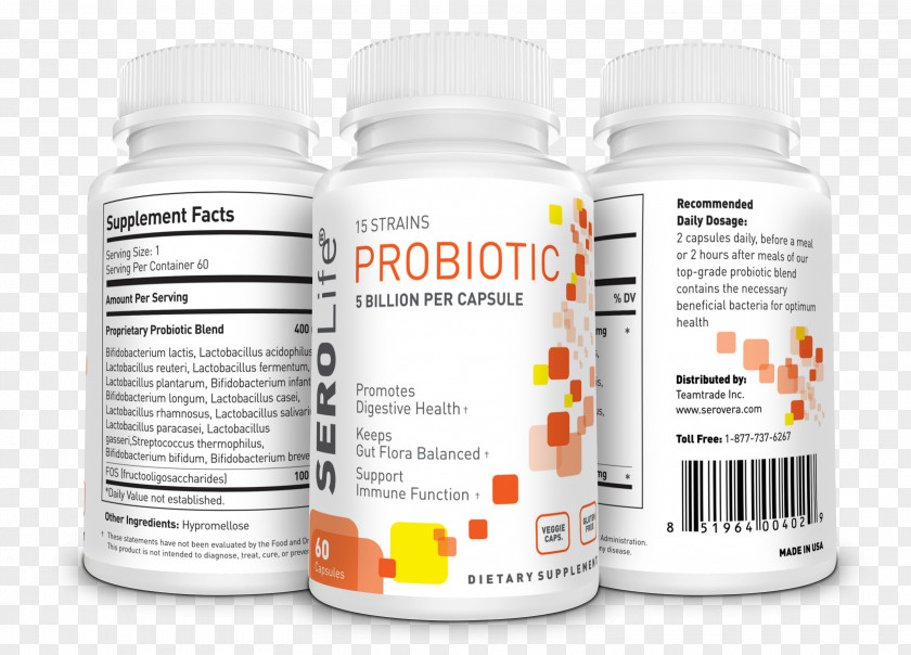 Health Dietary Supplement Probiotic Capsule Immune System Serovera PNG