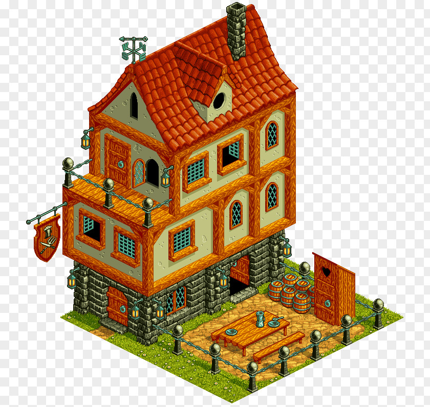 Isometric House Pixel Art GIF Chiptune PNG