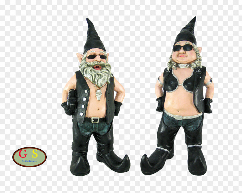 Diverse Garden Gnome Motorcycle Statue PNG
