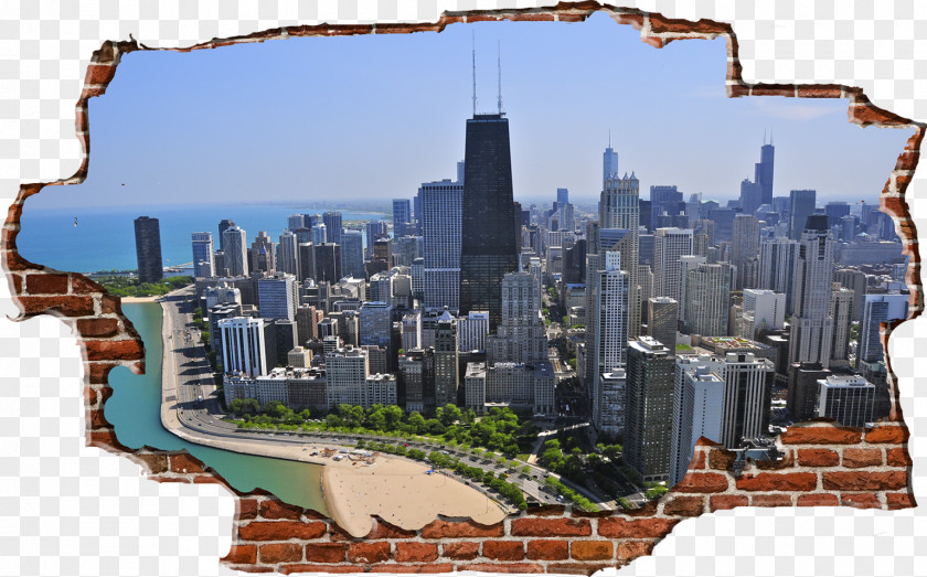 Chicago Skyline Uptown Business Wall Decal Art PNG